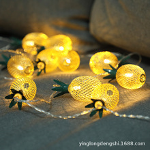 LED铁艺复古菠萝彩灯圣诞节日灯串卧室布景庭院装饰灯电池灯串灯