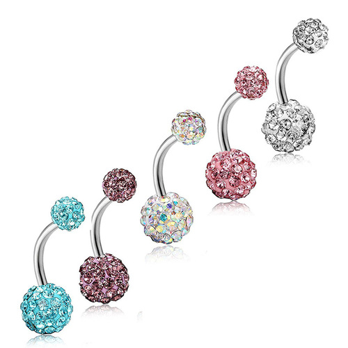 European and American cross-border wish aliexpress stainless steel fashion full diamond navel nails navel ring body piercing jewelry
