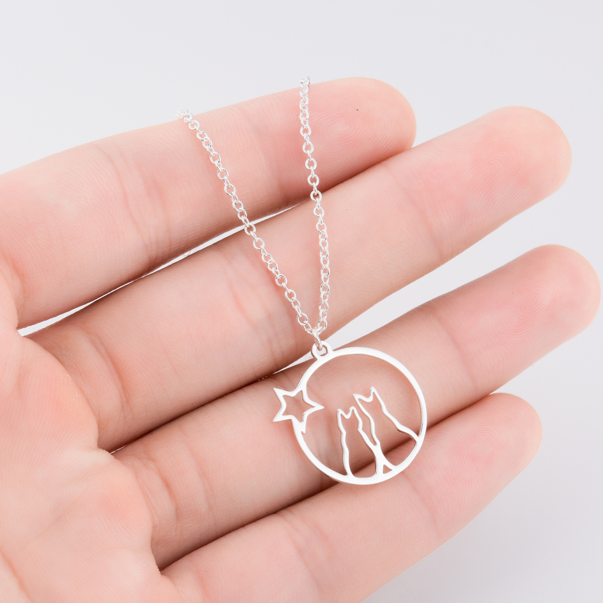 Stainless Steel Cute Plating Cat Pendant Necklace display picture 3