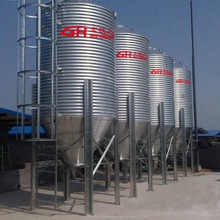 宿州安装镀锌板饲料塔 鸡场猪舍储料罐自动料线钢板仓 散装饲料罐