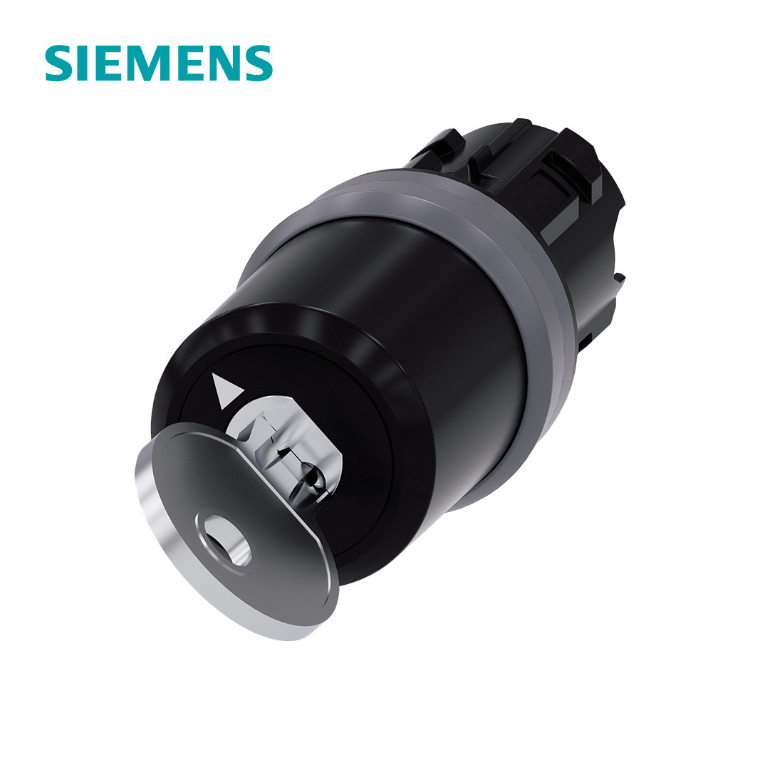 3SU1系列φ22钥匙操作金属亚光按钮头 2位置 锁件:CES