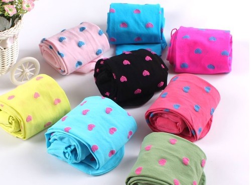 Spring and autumn new style jacquard love velvet children's pantyhose girls stockings leggings spring dance socks