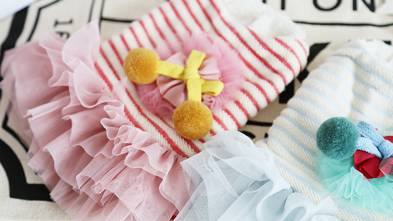 大毛球条纹纱纱裙