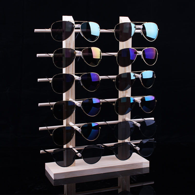 Wooden eyeglass display rack, pine original wood material sun glasses display, myopic glasses stand, eye props display rack