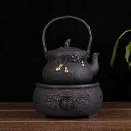 铁壶鎏金【青蔓葫芦1100毫升】铁茶壶无涂层生铁壶日式手工烧水壶