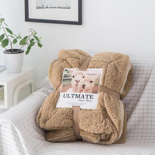 Foreign trade solid color macaron autumn and winter double-layer blanket thickened Farley velvet lamb velvet blanket live leisure composite blanket