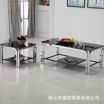 Office tea table Simplicity Small apartment Apartment a living room double-deck Stainless steel Toughened glass Long a few Tea Service Table