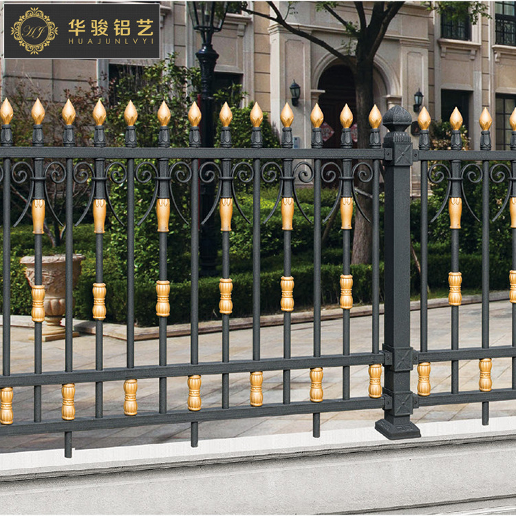 高档金色铝合金铸铝栏杆，多种造型防护铸铝栏杆供应定制