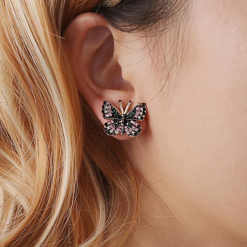 Women'S Gender 1 Pair Fashion Butterfly Alloy Plating Rhinestones Women's Ear Studs