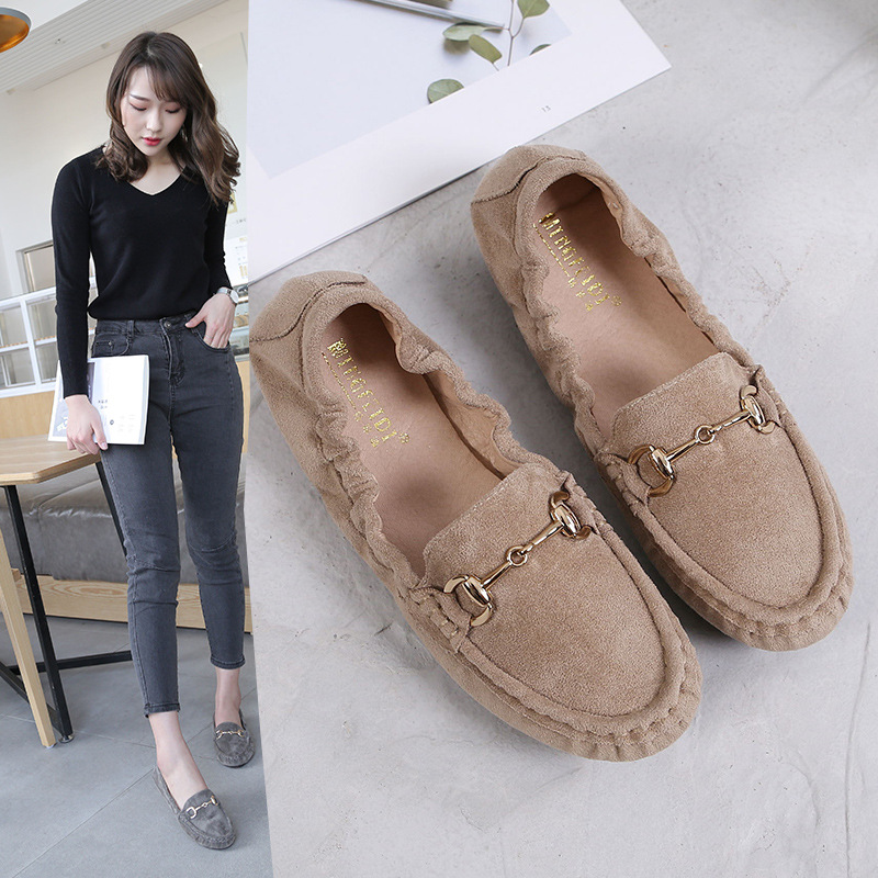 Mocasines para mujeres 2023 primavera y otoño estilo coreano versátil más tamaño de fondo suave zapatos planos para mujeres embarazadas zapatos de trabajo negro 41-43