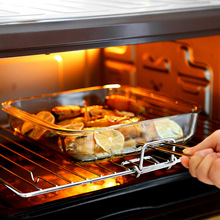 家用耐熱透明玻璃方形烤盤烘焙盤方形魚盤微波爐烤箱專用