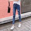 spring and autumn the new of holes jeans women nine point pants