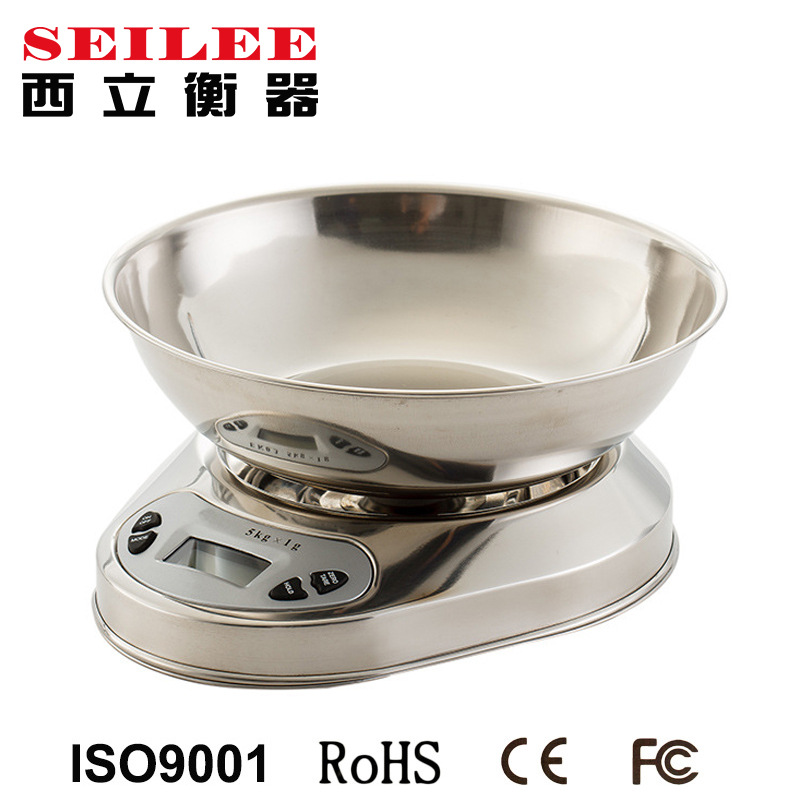DK03广州西立带秤盘不锈钢电子厨房秤烘焙秤药材食物电子台秤5kg