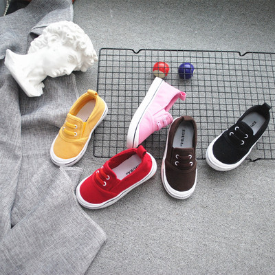Foreign trade Autumn children canvas shoe Multicolor Elastic Set foot leisure time Children Casual shoes kindergarten baby shoes