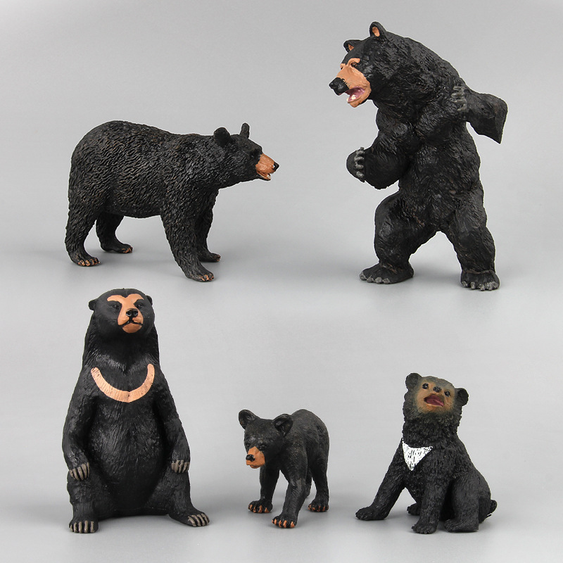 Venta caliente de exportación transfronteriza de simulación para niños modelo animal de bosque juguete oso negro traje animal decoración de escritorio creativa