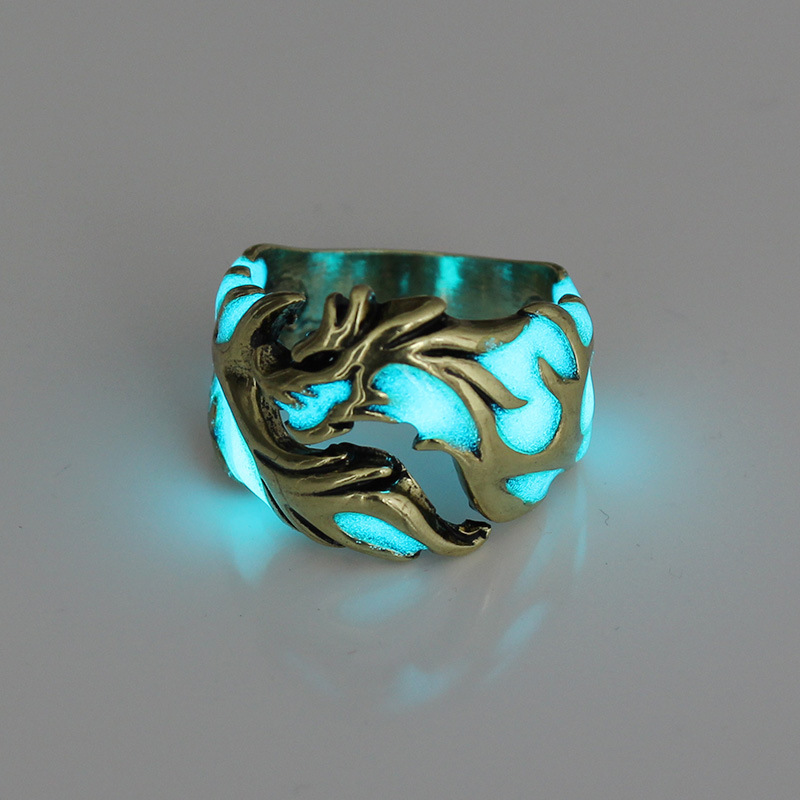 vintage irregular hollow multi-color luminous dragon ring wholesale nihaojewelry