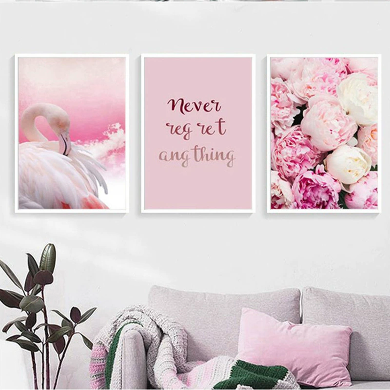 Романтическая атмосфера севернаяFresh Fresh Pink Девочки сердце гостиная украшение картина уличное наблюдение перо спальня твиль висит картина