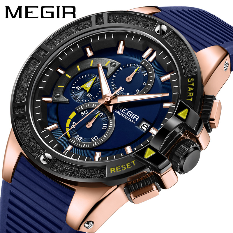跨境新款美格尔megir男士手表 时尚运动多功能计时石英手表男2095|ru