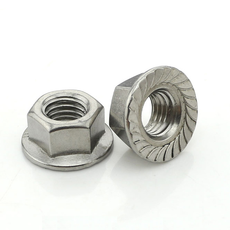 【M3-M14】304不锈钢六角法兰螺母 带垫螺母 花齿防滑螺帽