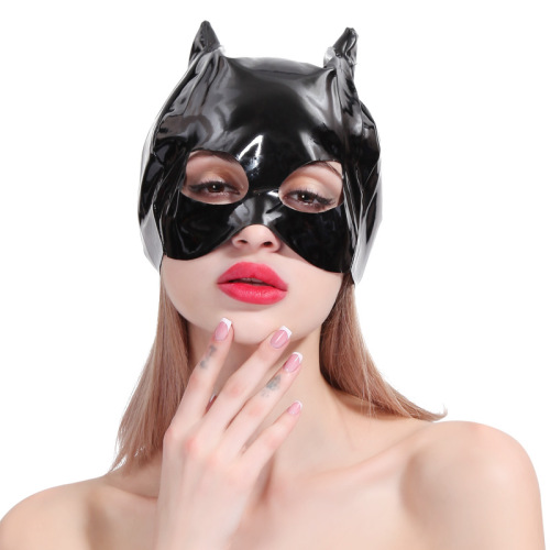 Factory store sex toys alternative toys patent leather PU headgear bright leather eye mask face mask performance props female toys