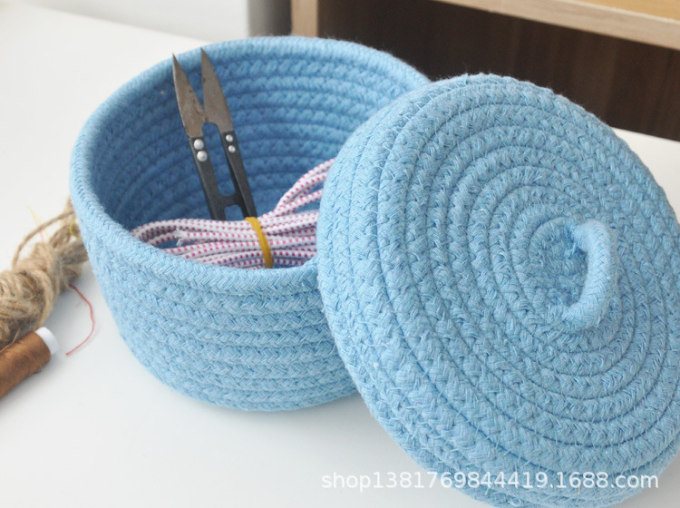 棉线筐 带盖 多彩色