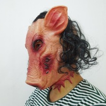 万圣节演出道具猪八戒面具带发猪头面具恶搞恐怖头套鬼节厂家批发