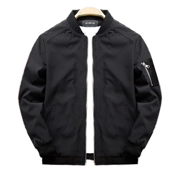 Spring and autumn thin men’s baseball collar cotton slim coat zipper versatile jacket men