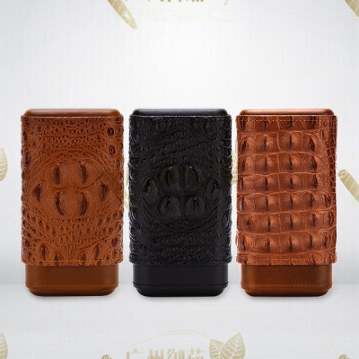鲁宾斯基 LUBINSKI 雪茄套创意皮质鳄鱼便携三支装雪松木保湿皮套|ms