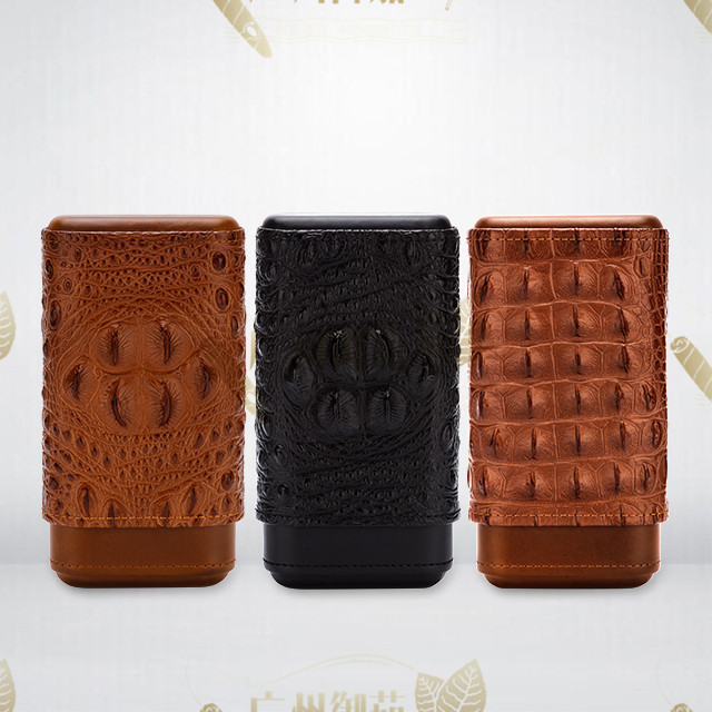 鲁宾斯基 LUBINSKI 雪茄套创意皮质鳄鱼便携三支装雪松木保湿皮套|ms