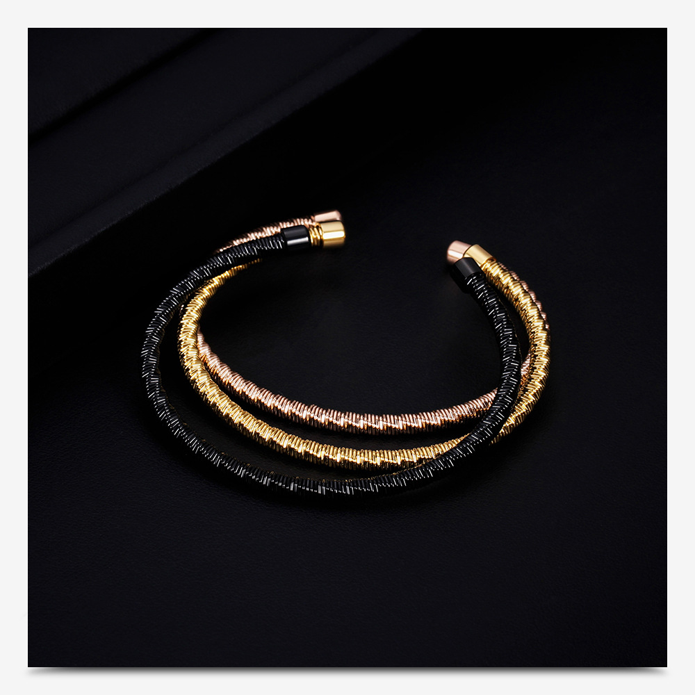2PCS Ins Steel Trendy Adjustable Personalized Versatile Simple Cable Fashion Open Bracelet_voghion.com