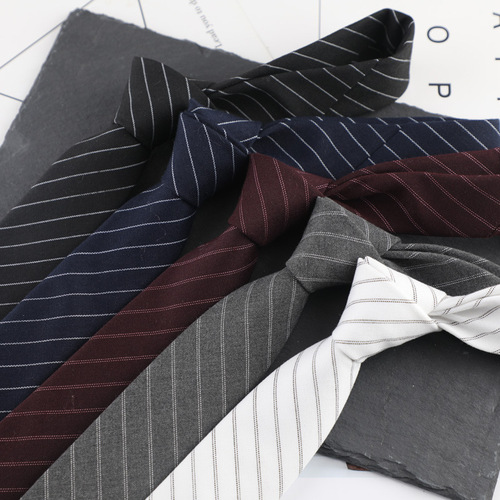 商务条纹领带男版时尚潮流6cm棉布休闲窄版厂家直供