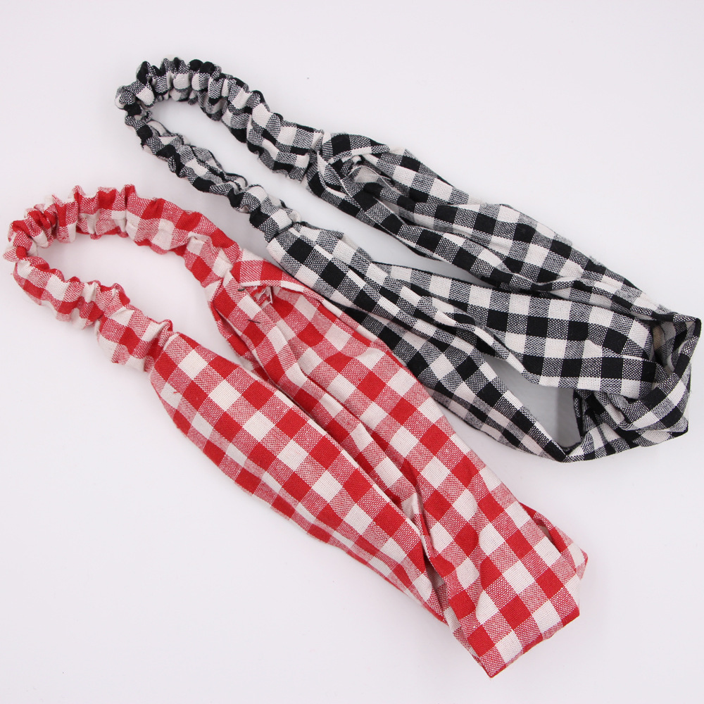 Fabric Size Checkered Cross Elastic Korean Wash Ladies Wild Cross Hair Band display picture 10