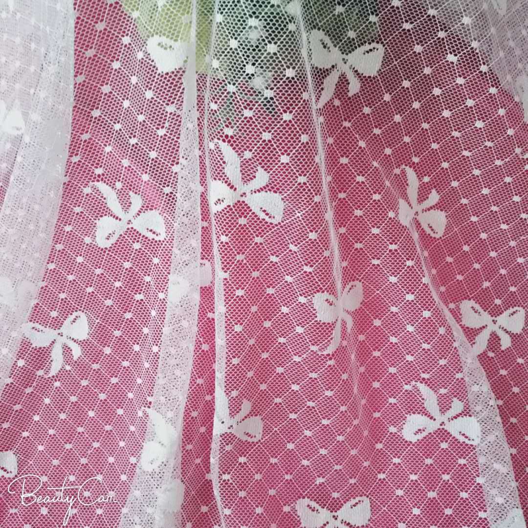 爆款薄透轻颖弹力蝴蝶结点点锦氨蕾丝网布 手感软质感好现货批发