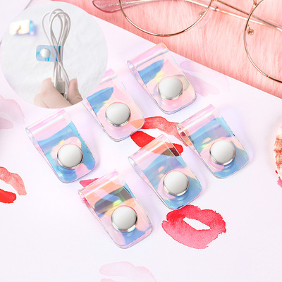 新款鐳射創意鐳射按扣繞線器 耳機數據線收納整理器理線器小禮品