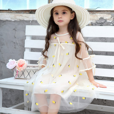 厂家直销2019春夏韩版新款女童纯棉连衣裙网纱公主裙