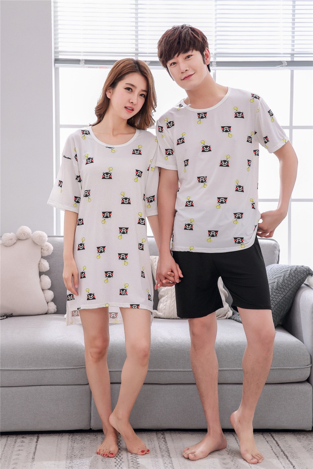 Cute Casual Style Short Sleeves Round Collar Polyester Lover’s Clothes Pajamas display picture 15