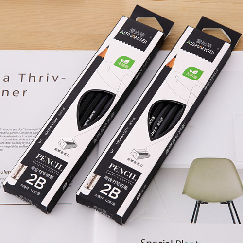 Boxed 2b pencil student painting practice pencil test writing hexagonal rod sketch pencil art supplies