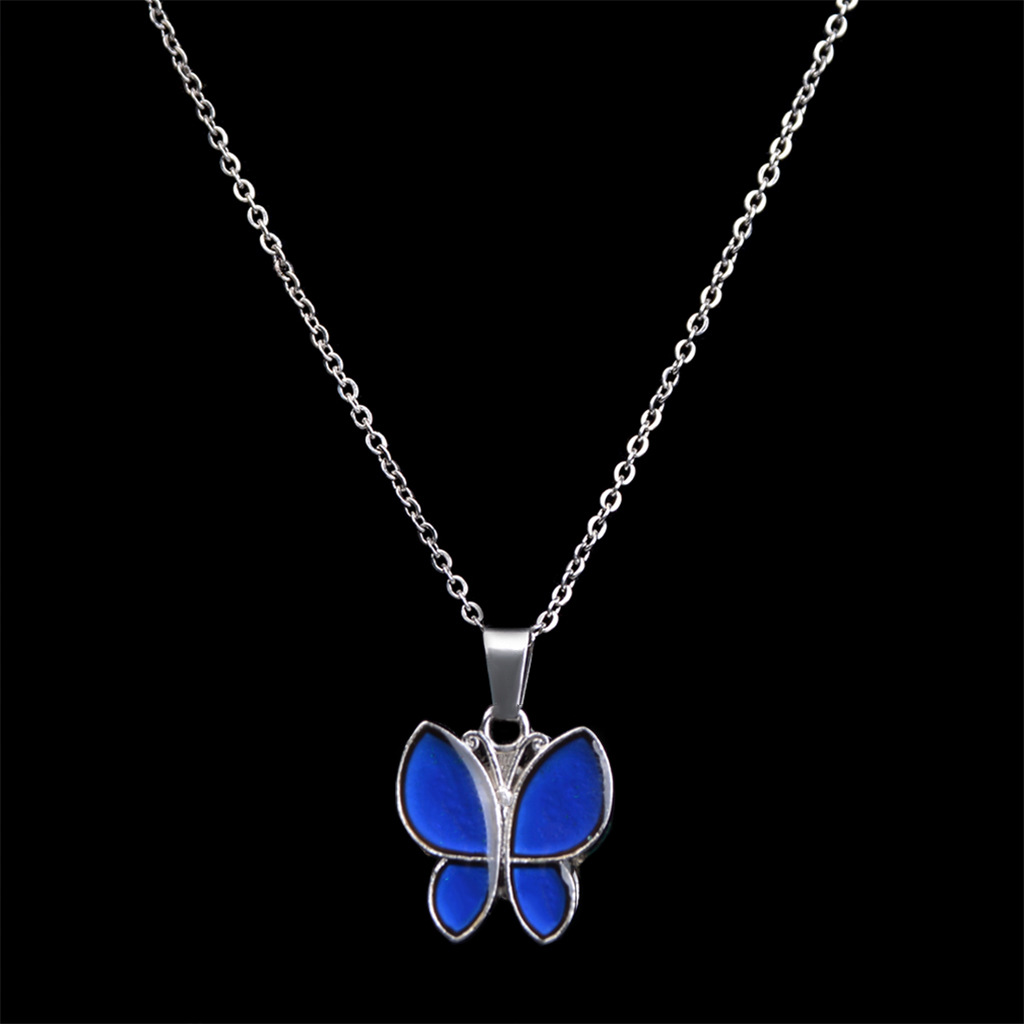 Butterfly Temperature-sensing Color Changing Stainless Steel Necklace display picture 3