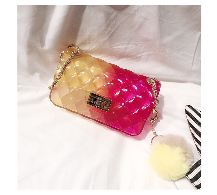 2025 Summer New gradient color jelly bag, ins diamond chain small square bag, single-shoulder crossbody women's bag undefined