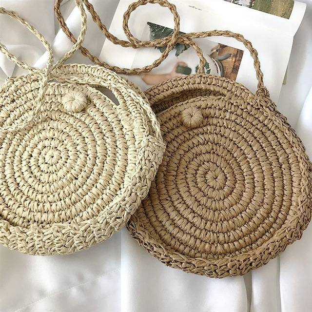 New Kind of Lady Bag and Lady Bag with Oblique Span and One Shoulder Straw Bag Round Straw Bag