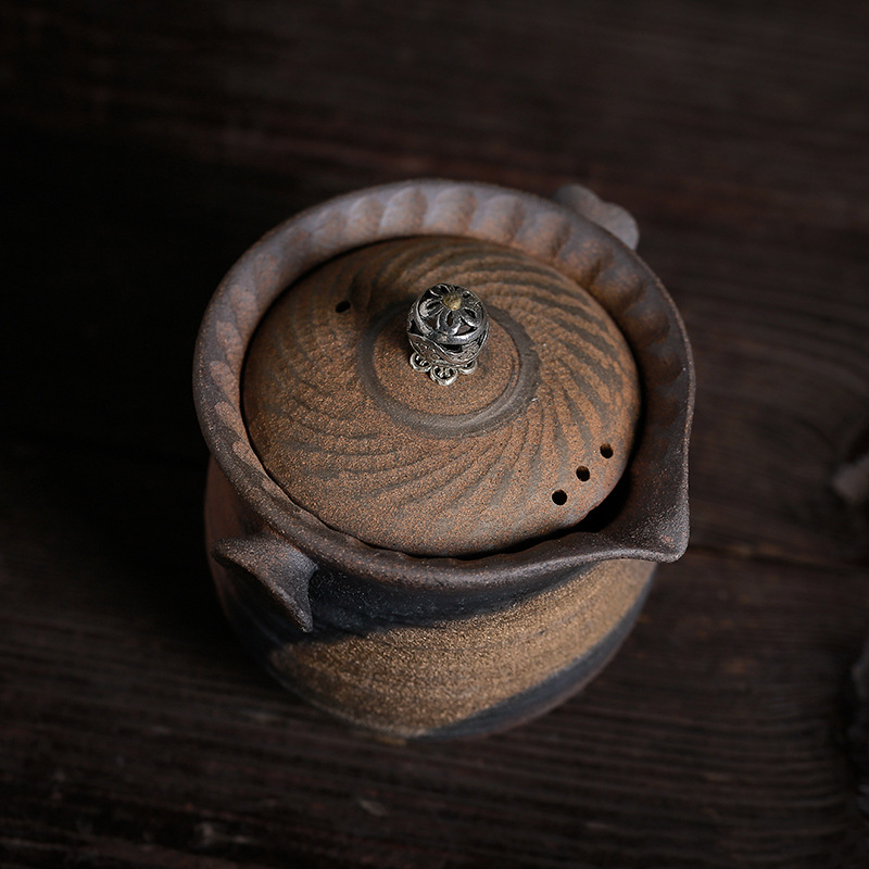 Coarse Pottery Hand-held Pot Japanese Style Handmade Vintage Teapot Firewood Burning Bowl Ceramic Kung Fu Pu'er Single Pot Tea Maker Coarse Pottery Hand-held Pot Japanese Style Handmade Vintage Teapot Firewood Burning Bowl Ceramic Kung Fu Pu'er Single Pot Tea Maker