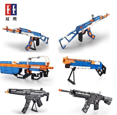 双鹰拼装积木枪玩具咔塔儿童益智积木军事模型亚马逊跨境积木玩具