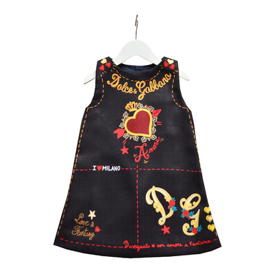 Mica bar Kids in Europe and America 2019 Digital printing girl love Dress One piece On behalf of Children Skirt summer