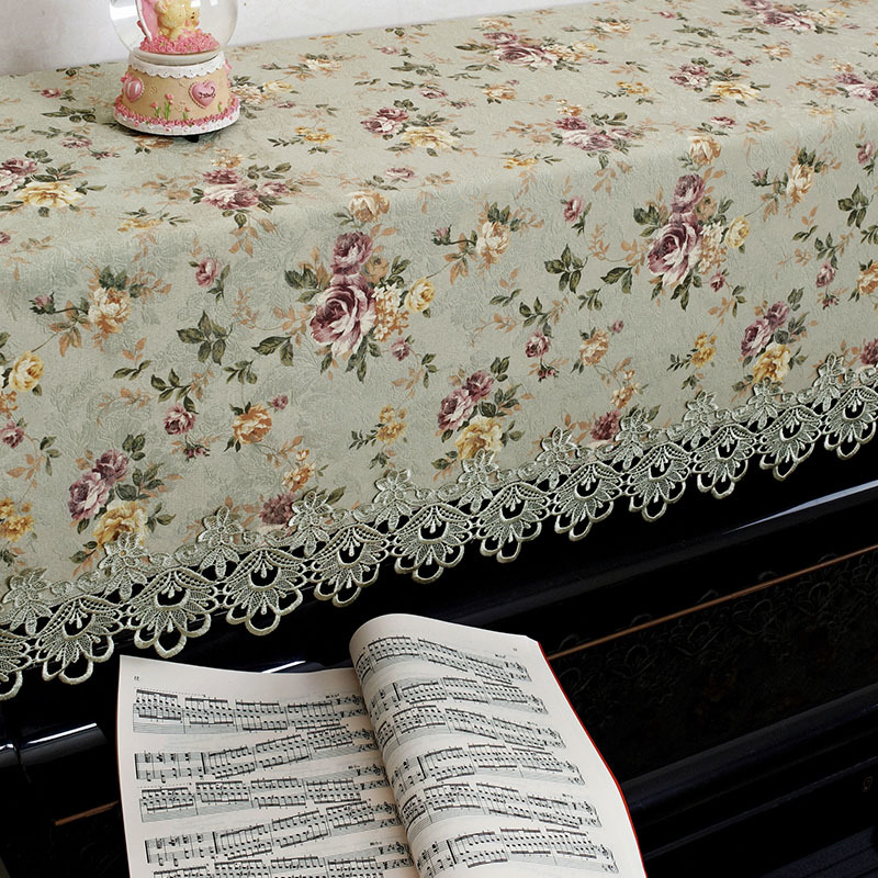 厂家直供欧式田园蕾丝钢琴罩刺绣花边钢琴巾通用布艺防尘钢琴盖布|ms