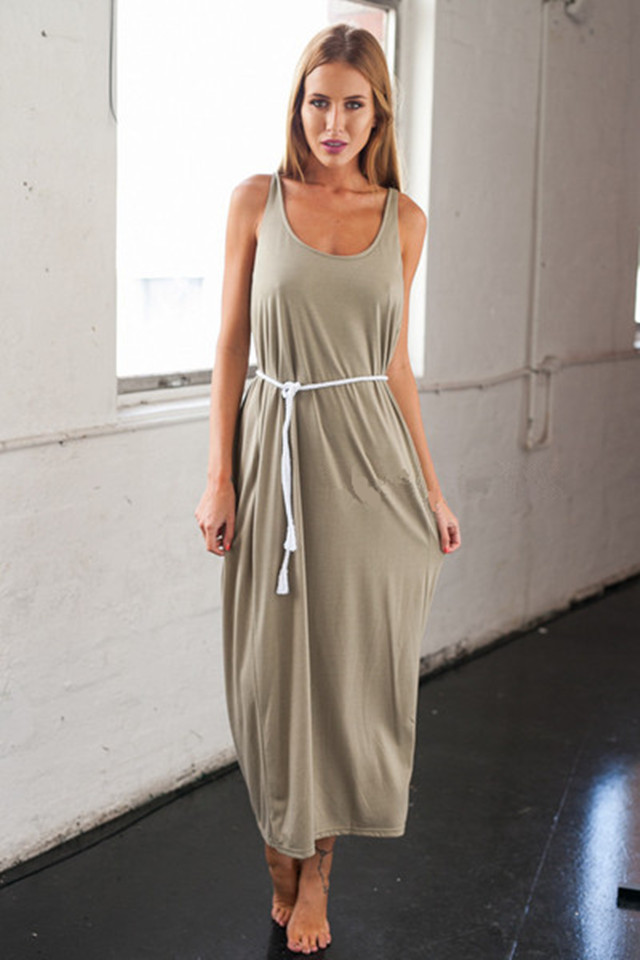Backless Maxi Dress Loose Fit Sleeveless Available in 5 Colors Perfect for Summer Parties Wholesale Options