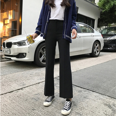 纯色高腰厚实小西裤休闲裤黑色长裤网店加盟服装女装批发春冬装