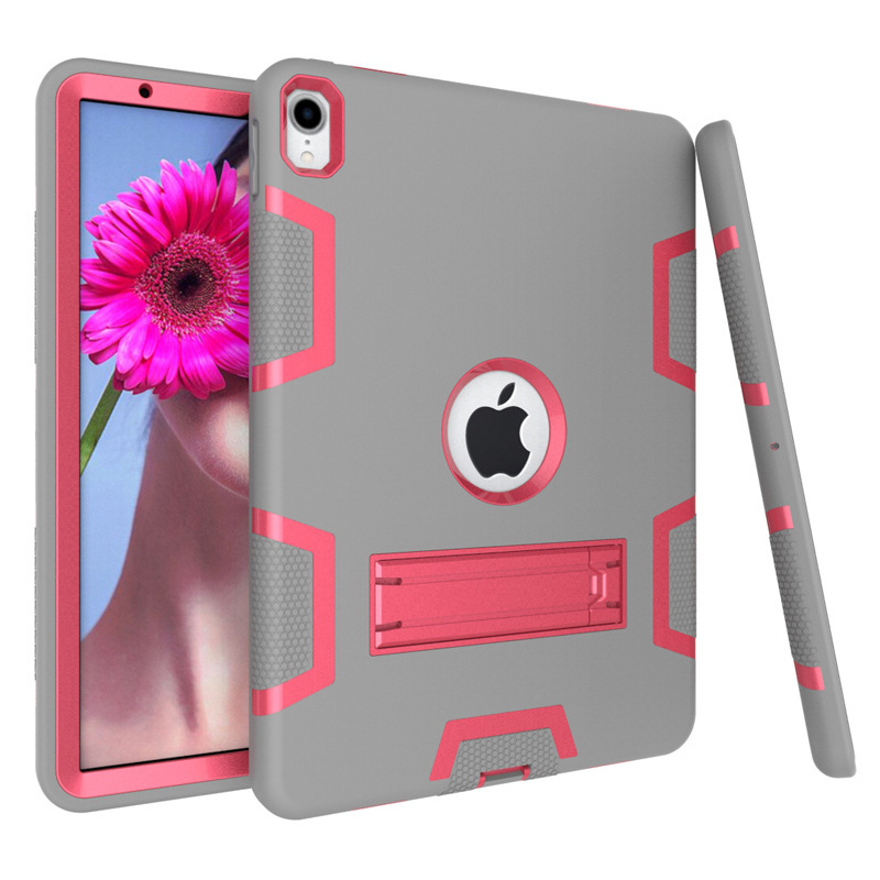 For iPad Pro 11 inch 2018 silicone flat protective case PC bracket New iPad color contrast anti-fall rear case