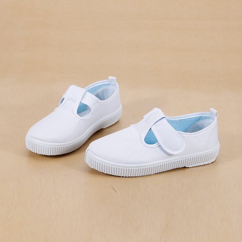 2024 Spring and Autumn New Children's White Canvas Dance Shoes for Boys and Girls, Wholesale Student White Sneakers