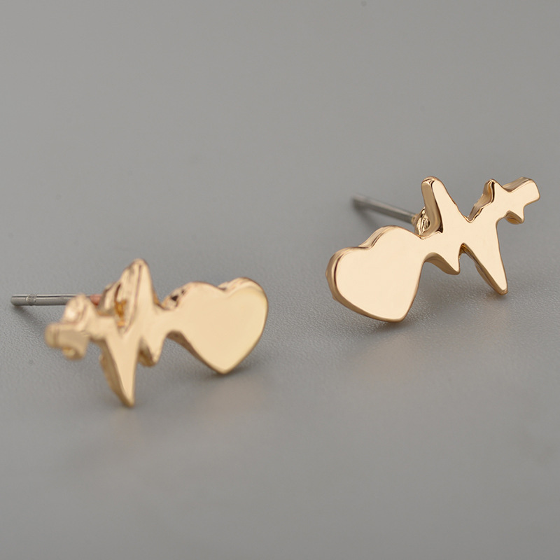 Fashion Ecg Heartbeat Current Lightning Styling Earrings display picture 5