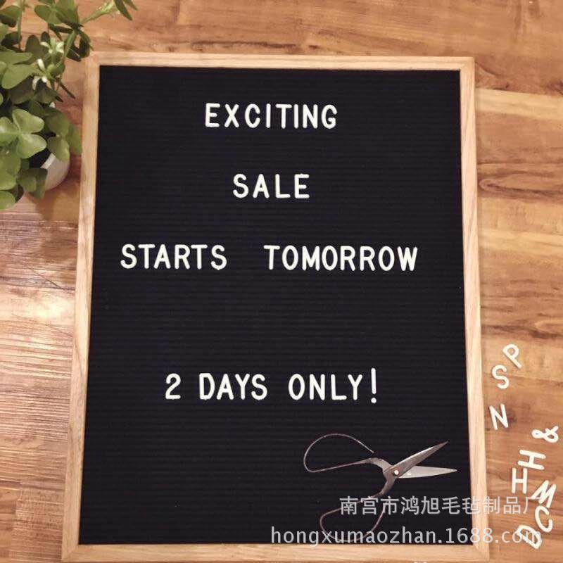 亚马逊热款felt letter board木质字母板 留言板 毛毡包黑板
